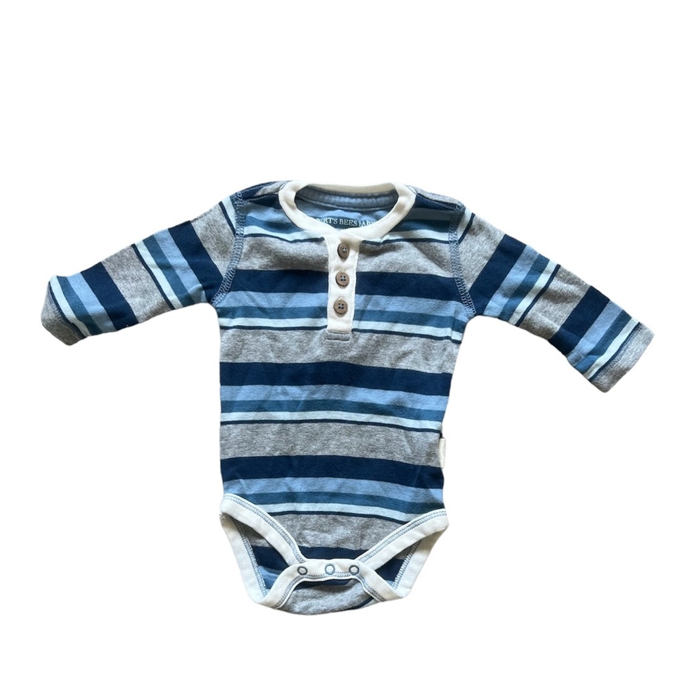 Burts Bees Baby Striped Henley Onesie | Newborn